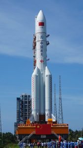 China's Long March 5 launch vehicle on the pad